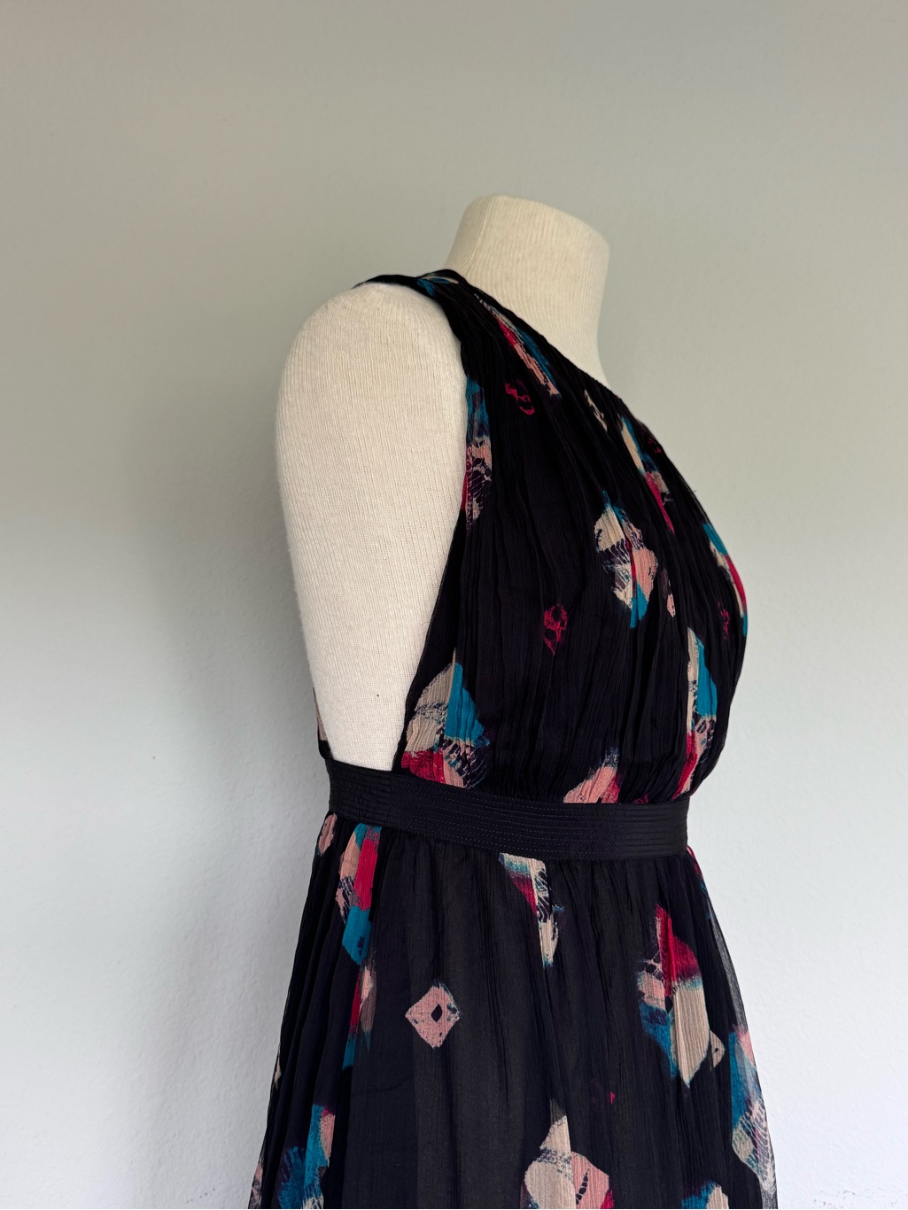 Ulla Johnson Sarai Pliss Silk Dress Aurora Shibori Print Maxi Midi 4